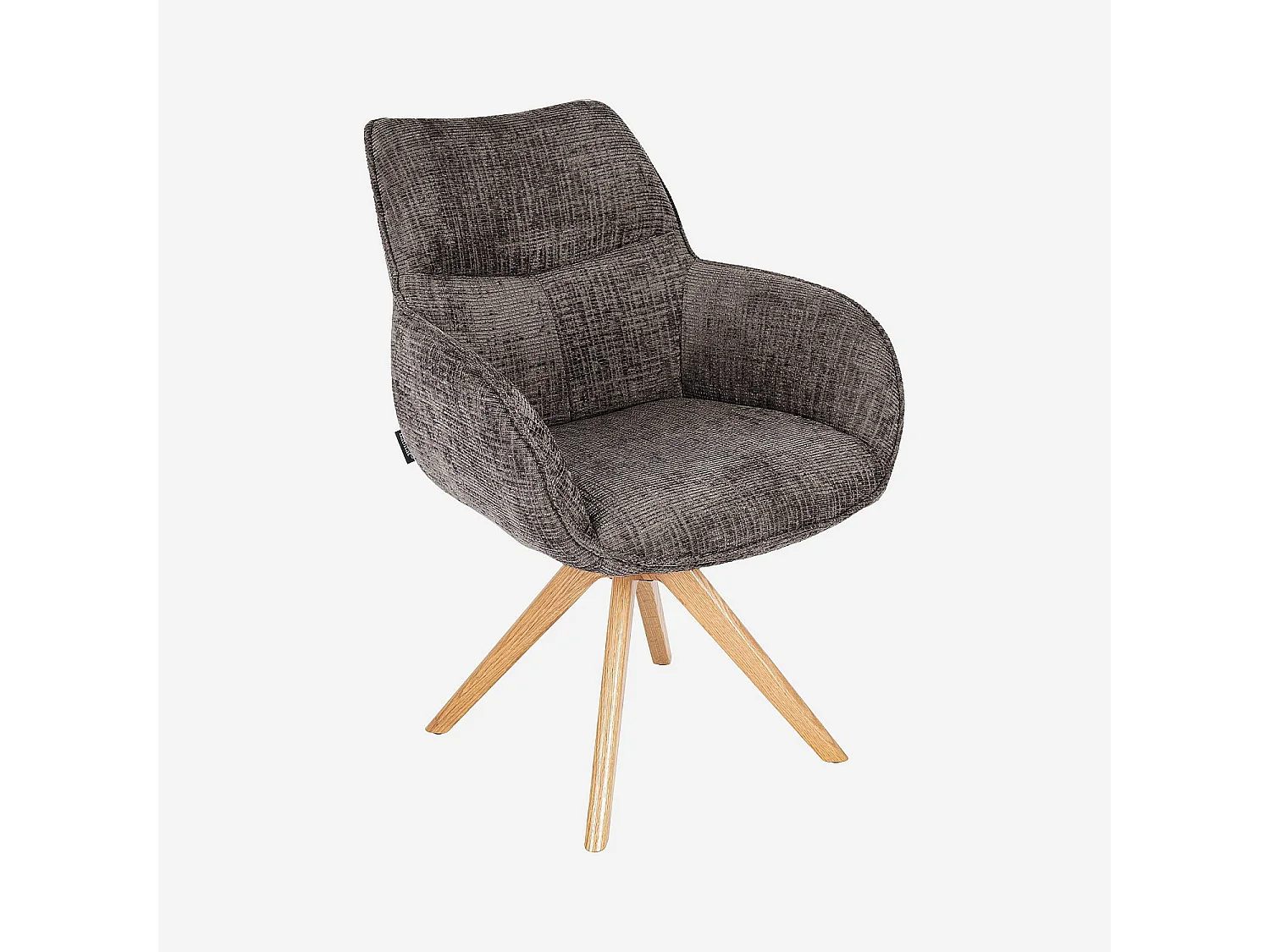 Habitat - Chaise pivotante en tissu chenille et chêne avec accoudoirs - Taupe - Arzana