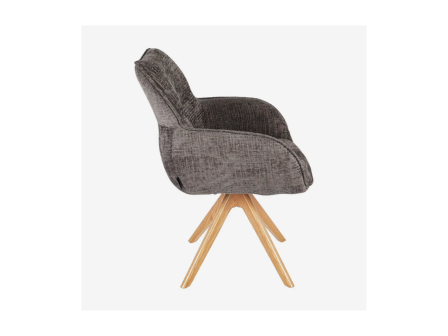 Chaise pivotante en tissu chenille et chêne avec accoudoirs - Taupe