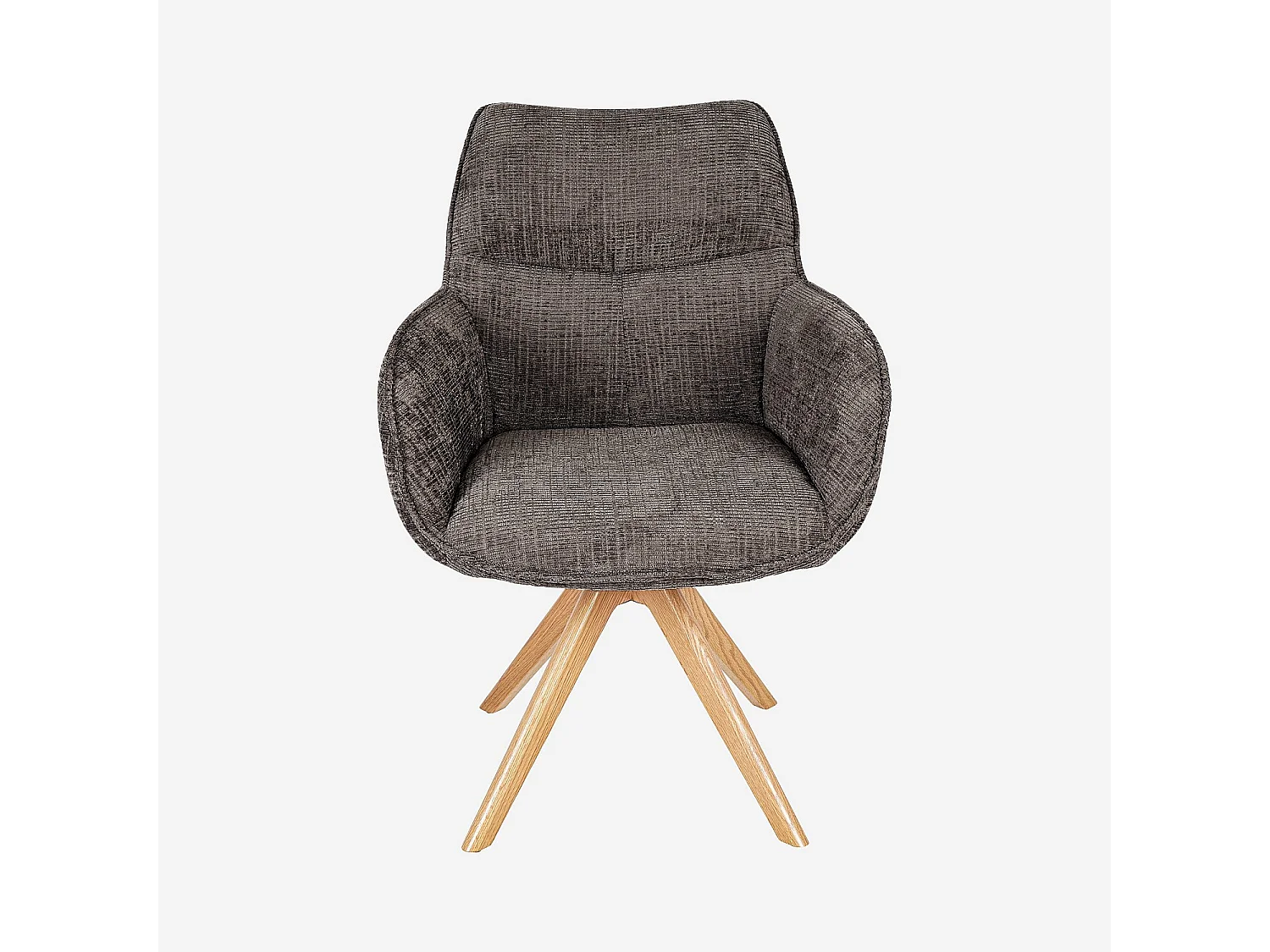 Chaise de bureau pivotante en tissu chenille et chêne massif avec accoudoirs - Taupe