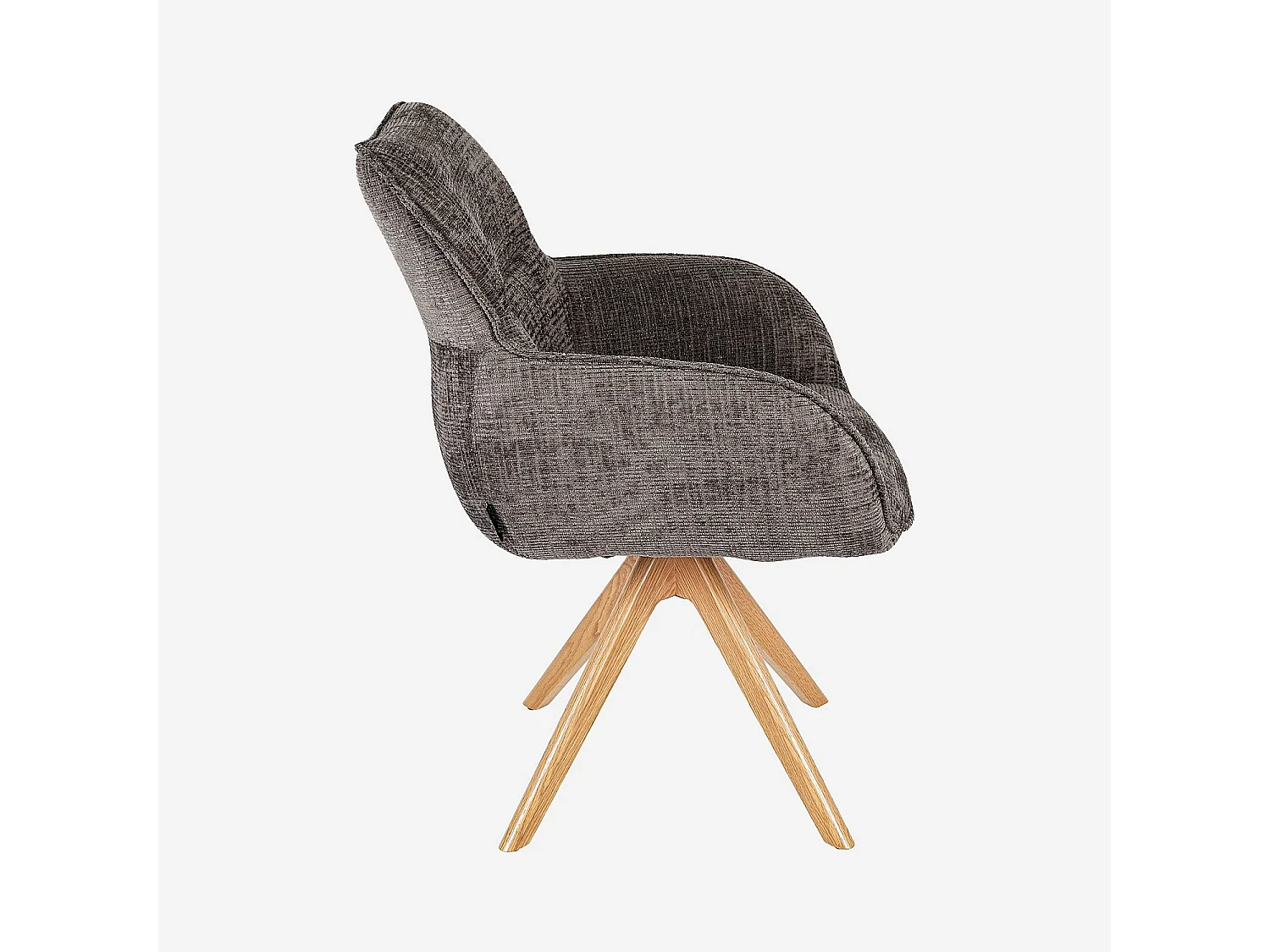 Chaise de bureau pivotante en tissu chenille et chêne massif avec accoudoirs - Taupe