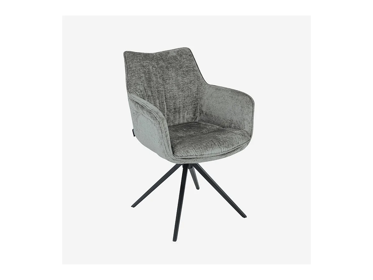 Habitat - Chaise pivotante en tissu chenille et métal noir avec accoudoirs - Gris argent - Mogila