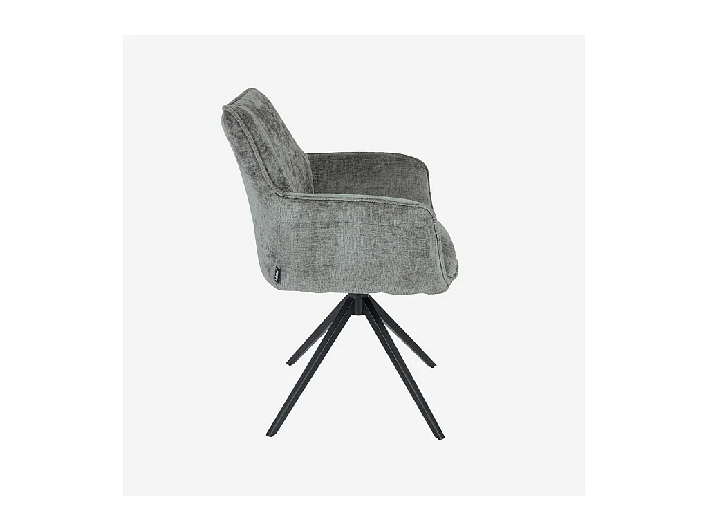 Habitat - Chaise pivotante en tissu chenille et métal noir avec accoudoirs - Gris argent - Mogila