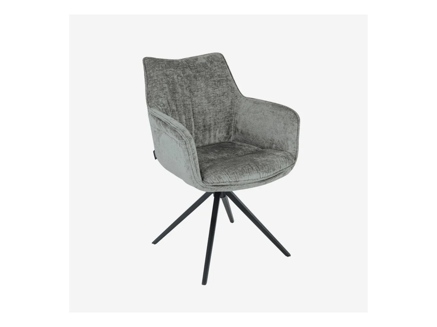 Habitat - Chaise pivotante en tissu chenille et métal noir avec accoudoirs - Gris argent - Mogila