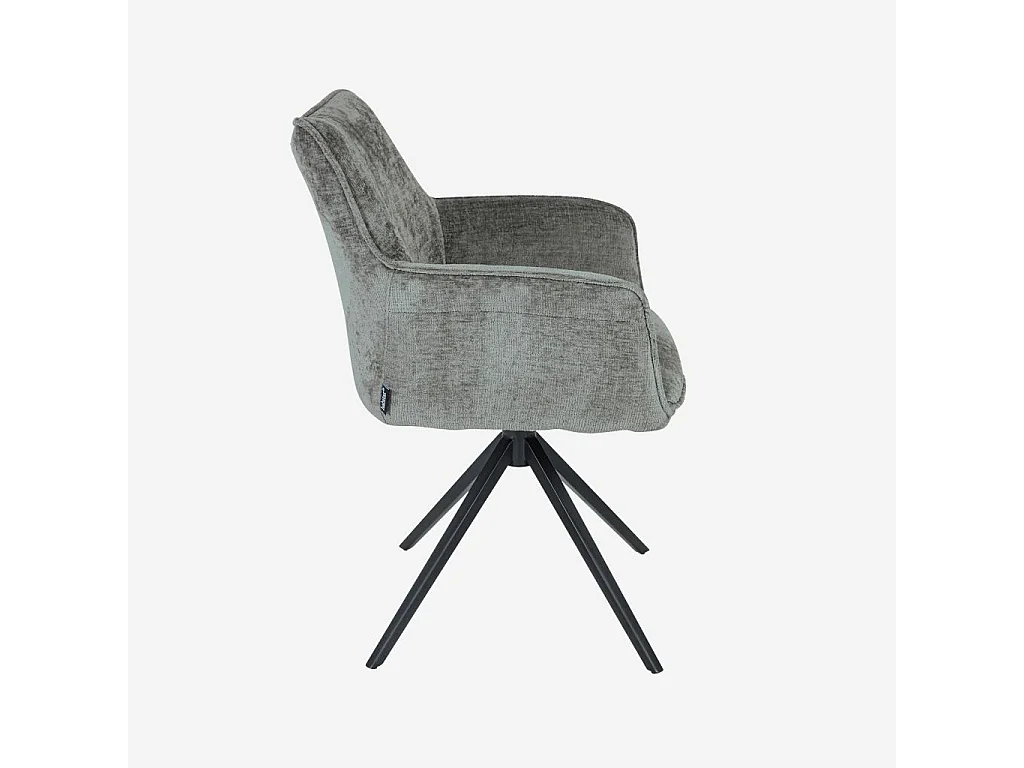 Habitat - Chaise pivotante en tissu chenille et métal noir avec accoudoirs - Gris argent - Mogila