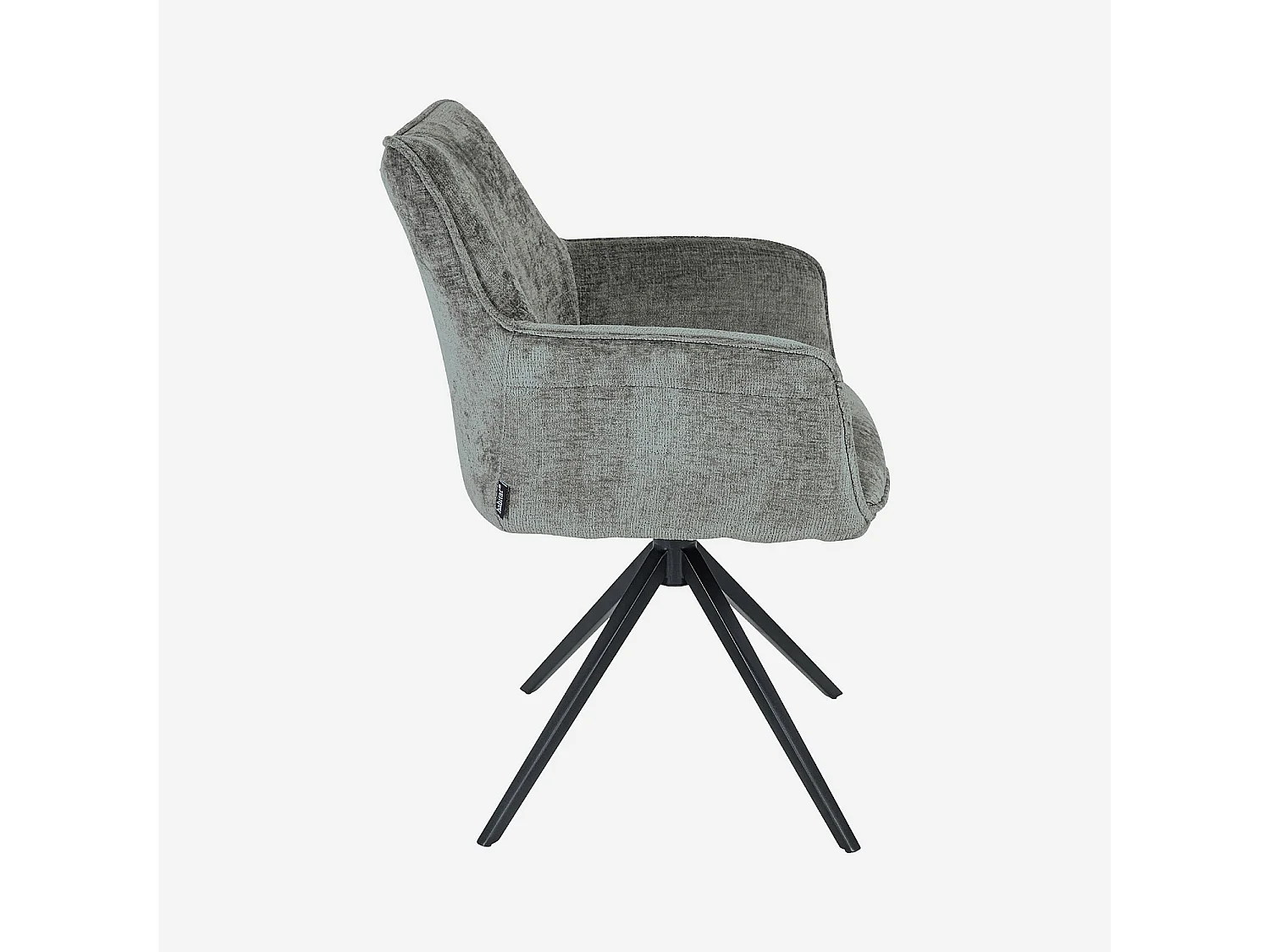 Chaise pivotante en tissu chenille et métal noir avec accoudoirs - Gris argent