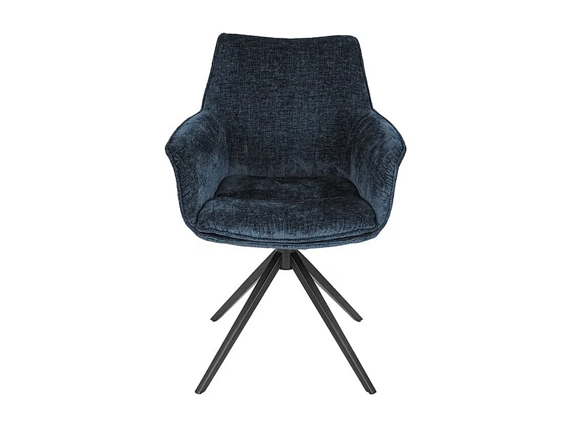 Chaise pivotante en tissu chenille et métal noir avec accoudoirs - Gris argent