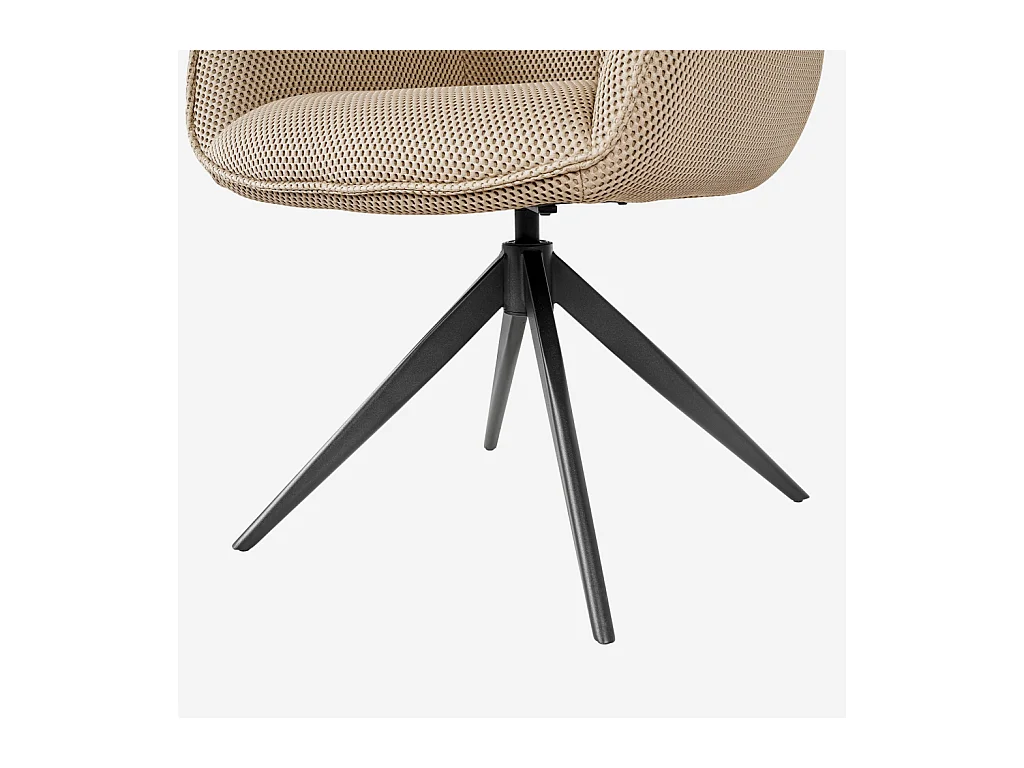 Habitat - Chaise pivotante en tissu 3D et métal noir avec accoudoirs - Beige sable - Arzana