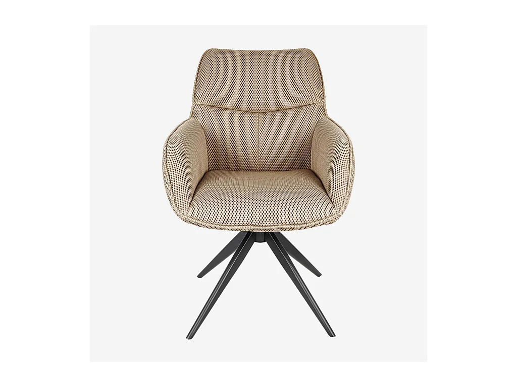 Habitat - Chaise pivotante en tissu 3D et métal noir avec accoudoirs - Beige sable - Arzana