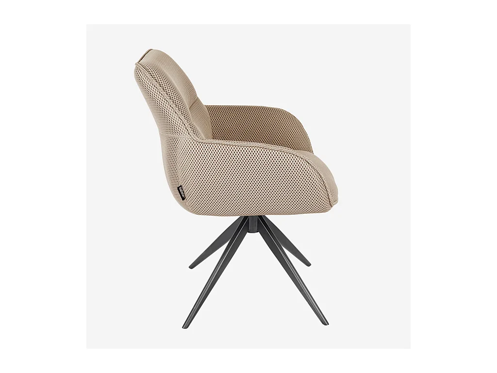 Habitat - Chaise pivotante en tissu 3D et métal noir avec accoudoirs - Beige sable - Arzana