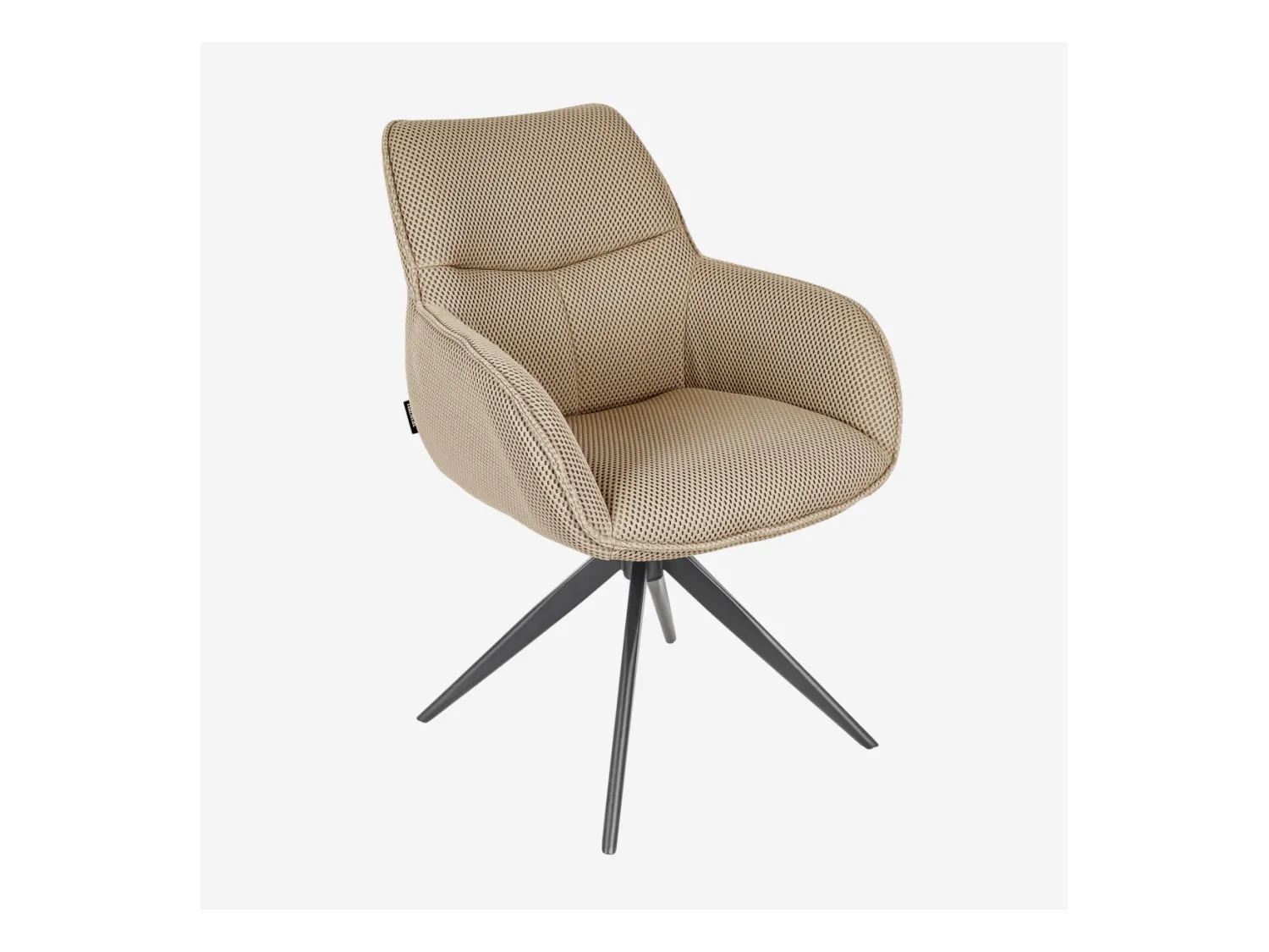 Habitat - Chaise pivotante en tissu 3D et métal noir avec accoudoirs - Beige sable - Arzana