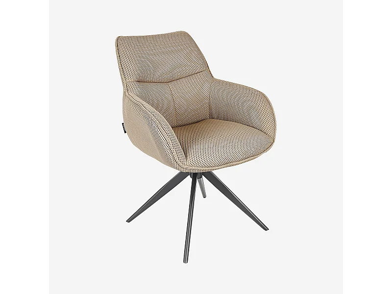Habitat - Chaise pivotante en tissu 3D et métal noir avec accoudoirs - Beige sable - Arzana