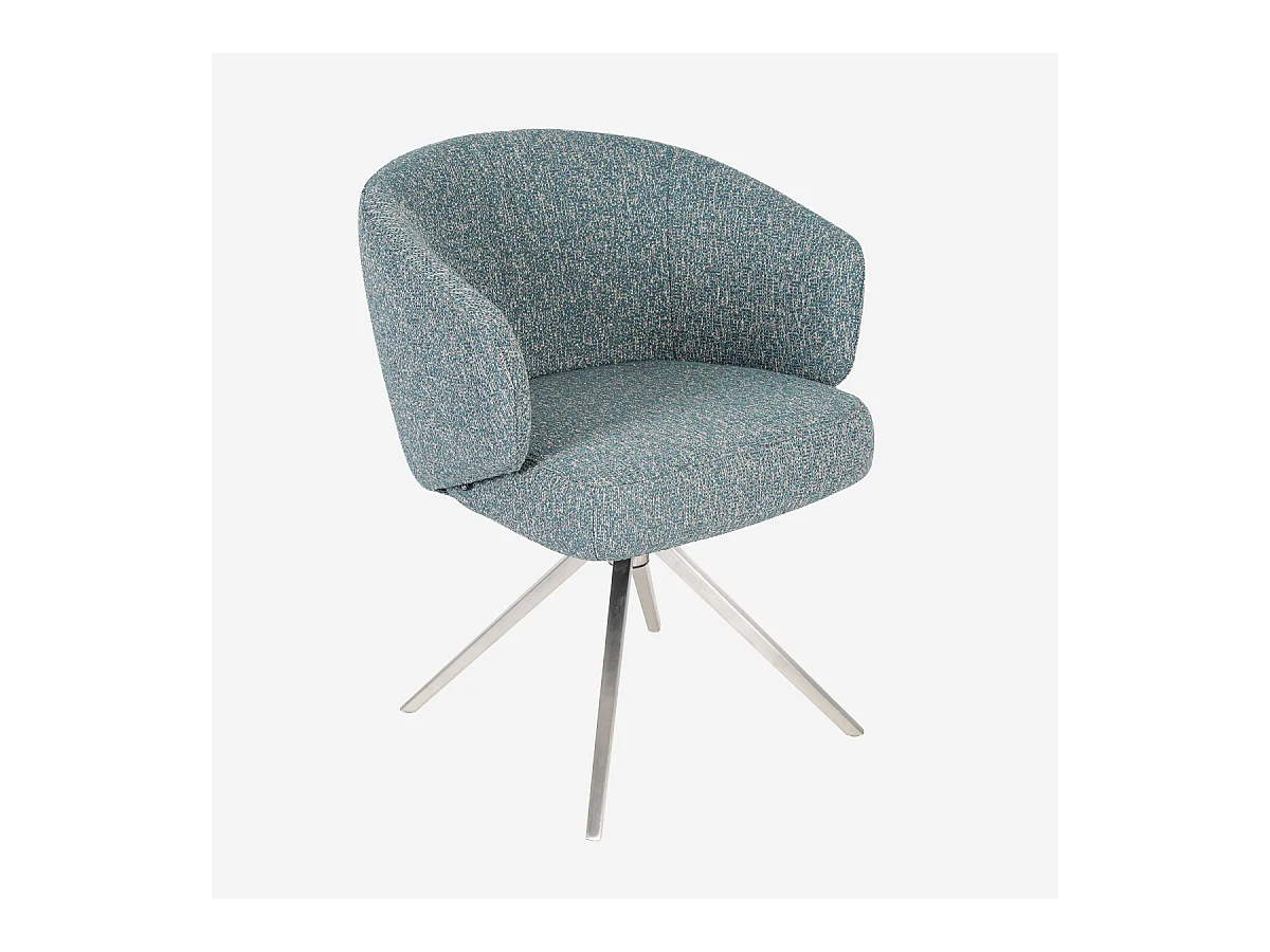 Habitat - Chaise pivotante en tissu texturé et métal chromé avec accoudoirs - Bleu chiné - Galati