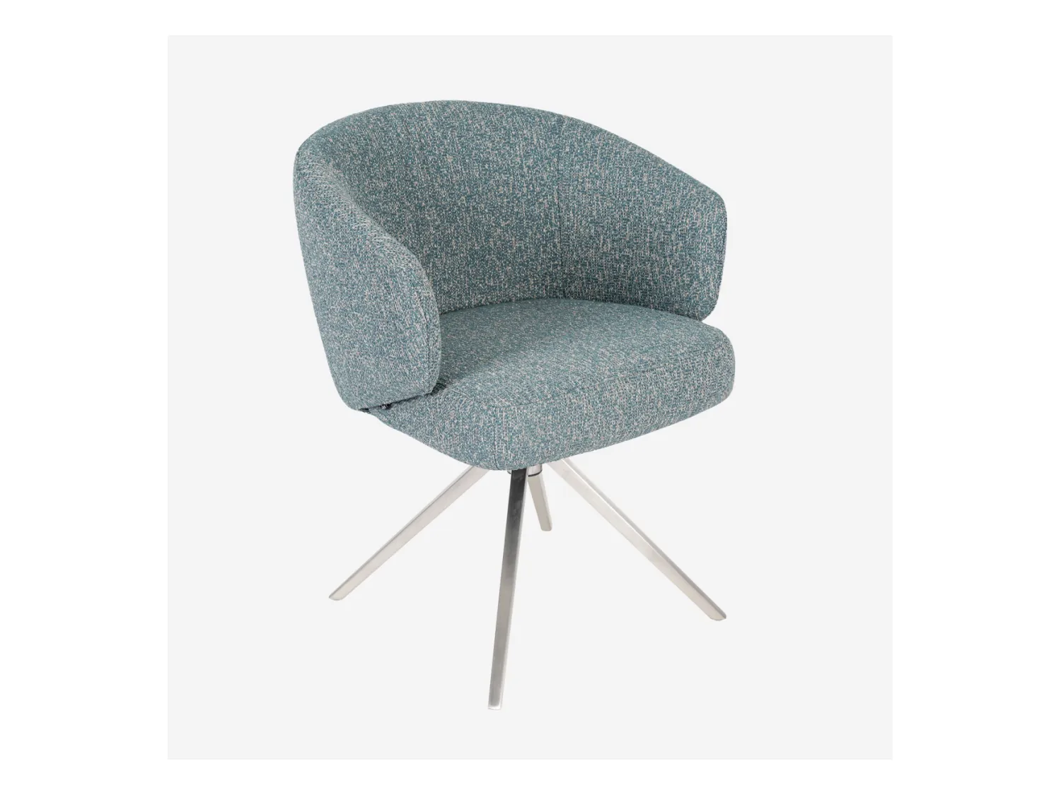 Habitat - Chaise pivotante en tissu texturé et métal chromé avec accoudoirs - Bleu chiné - Galati