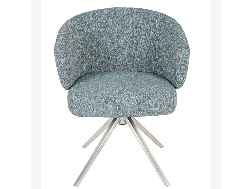 Chaise pivotante en tissu texturé et métal chromé avec accoudoirs - Bleu chiné