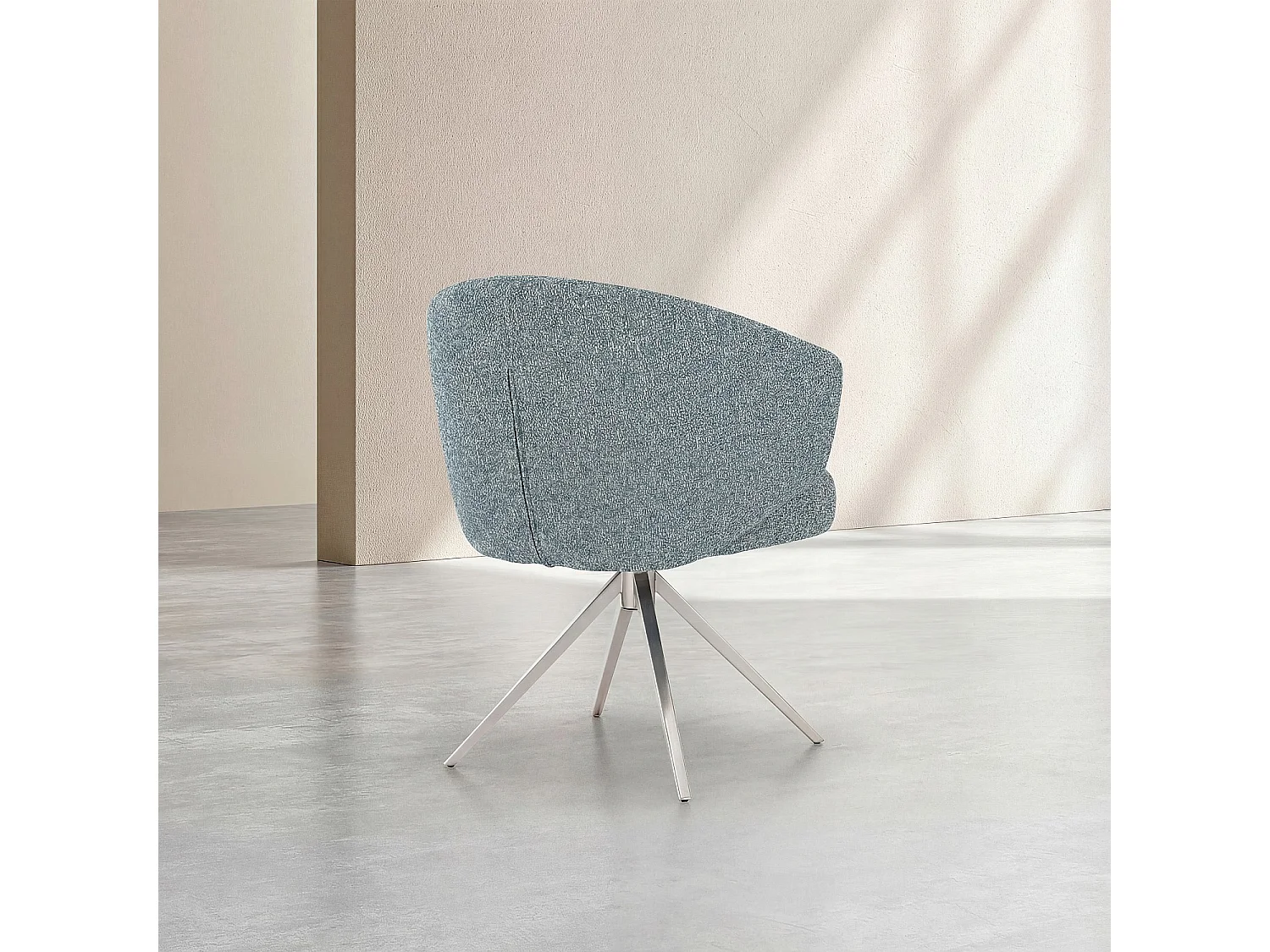 Chaise pivotante en tissu texturé et métal chromé avec accoudoirs - Bleu chiné
