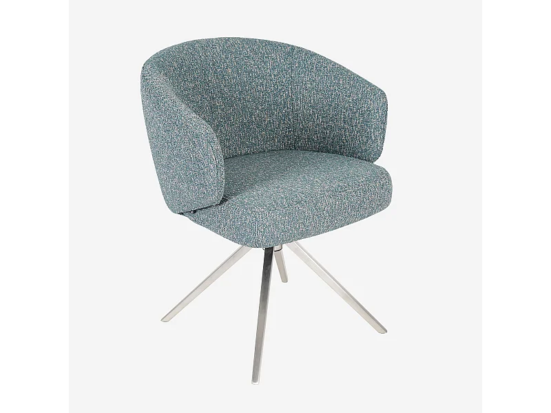 Habitat - Chaise pivotante en tissu texturé et métal chromé avec accoudoirs - Bleu chiné - Galati