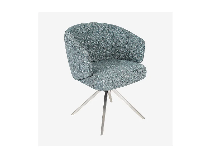 Habitat - Chaise pivotante en tissu texturé et métal chromé avec accoudoirs - Bleu chiné - Galati
