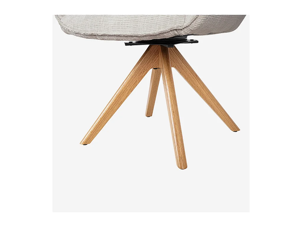 Habitat - Chaise pivotante en tissu chenille et chêne avec accoudoirs - Ivoire - Arzana