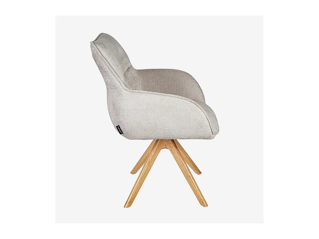Habitat - Chaise pivotante en tissu chenille et chêne avec accoudoirs - Ivoire - Arzana