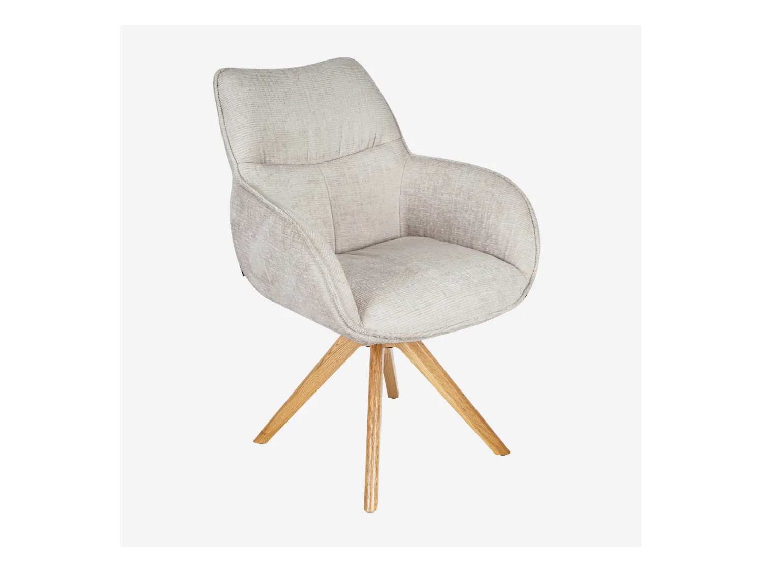 Habitat - Chaise pivotante en tissu chenille et chêne avec accoudoirs - Ivoire - Arzana