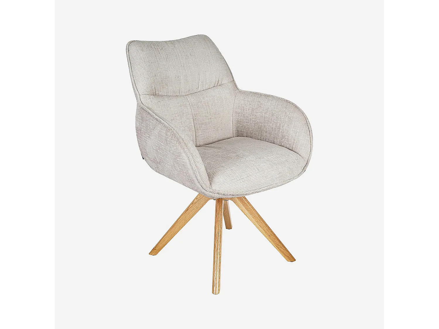 Habitat - Chaise pivotante en tissu chenille et chêne avec accoudoirs - Ivoire - Arzana