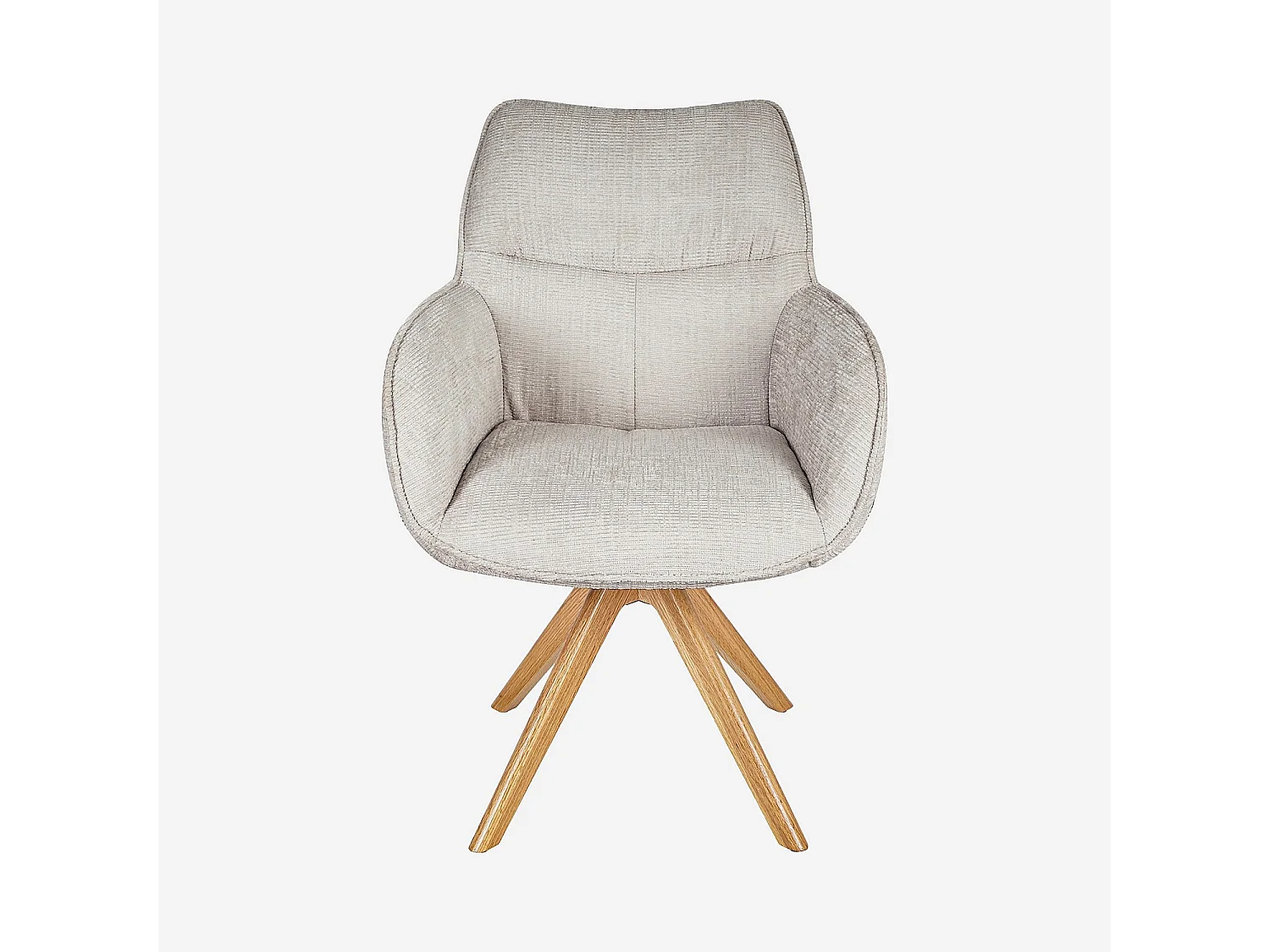 Habitat - Chaise pivotante en tissu chenille et chêne avec accoudoirs - Ivoire - Arzana