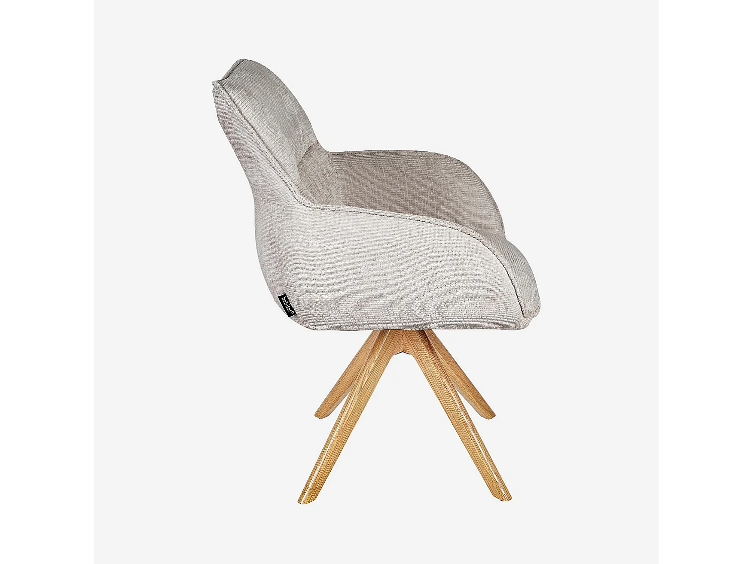 Habitat - Chaise pivotante en tissu chenille et chêne avec accoudoirs - Ivoire - Arzana