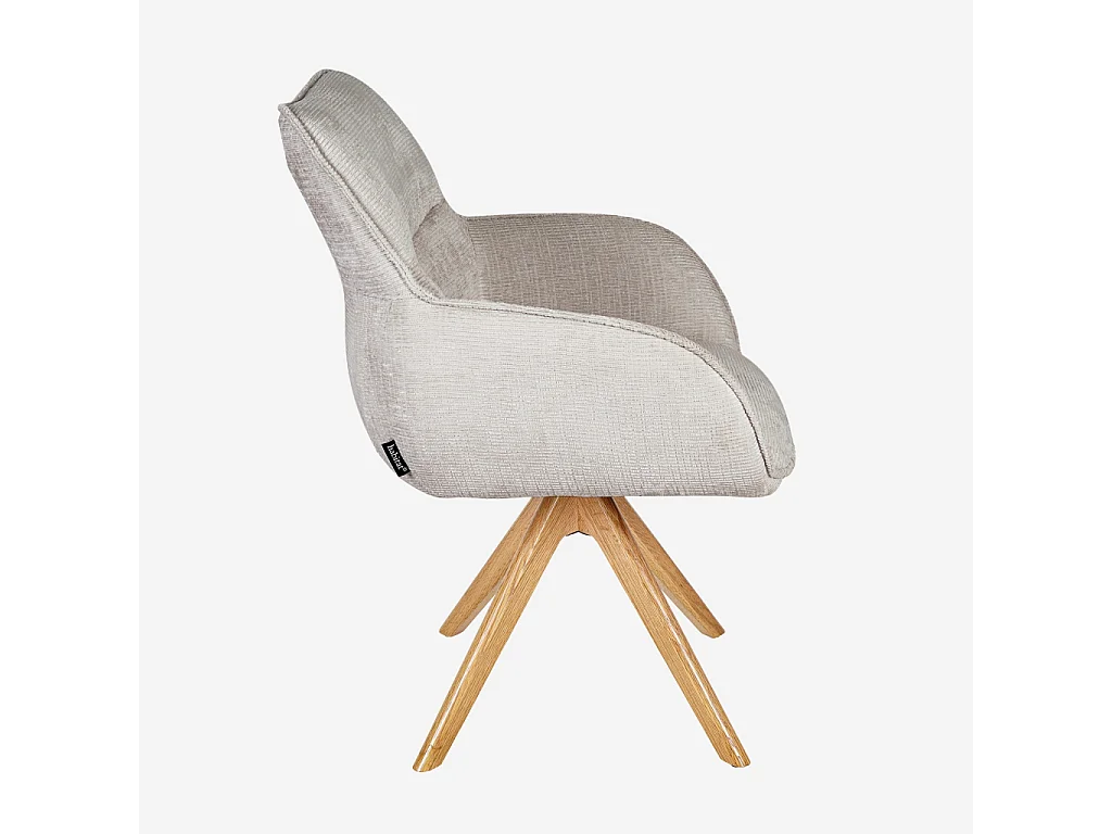 Habitat - Chaise pivotante en tissu chenille et chêne avec accoudoirs - Ivoire - Arzana