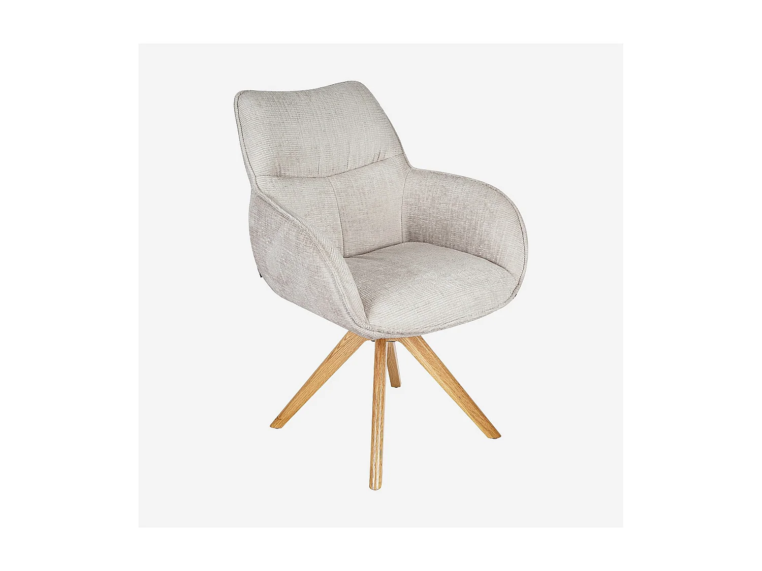 Habitat - Chaise pivotante en tissu chenille et chêne avec accoudoirs - Ivoire - Arzana