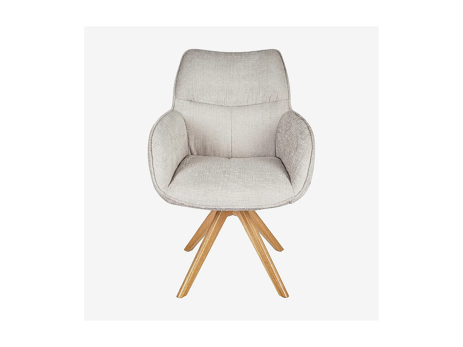 Habitat - Chaise pivotante en tissu chenille et chêne avec accoudoirs - Ivoire - Arzana