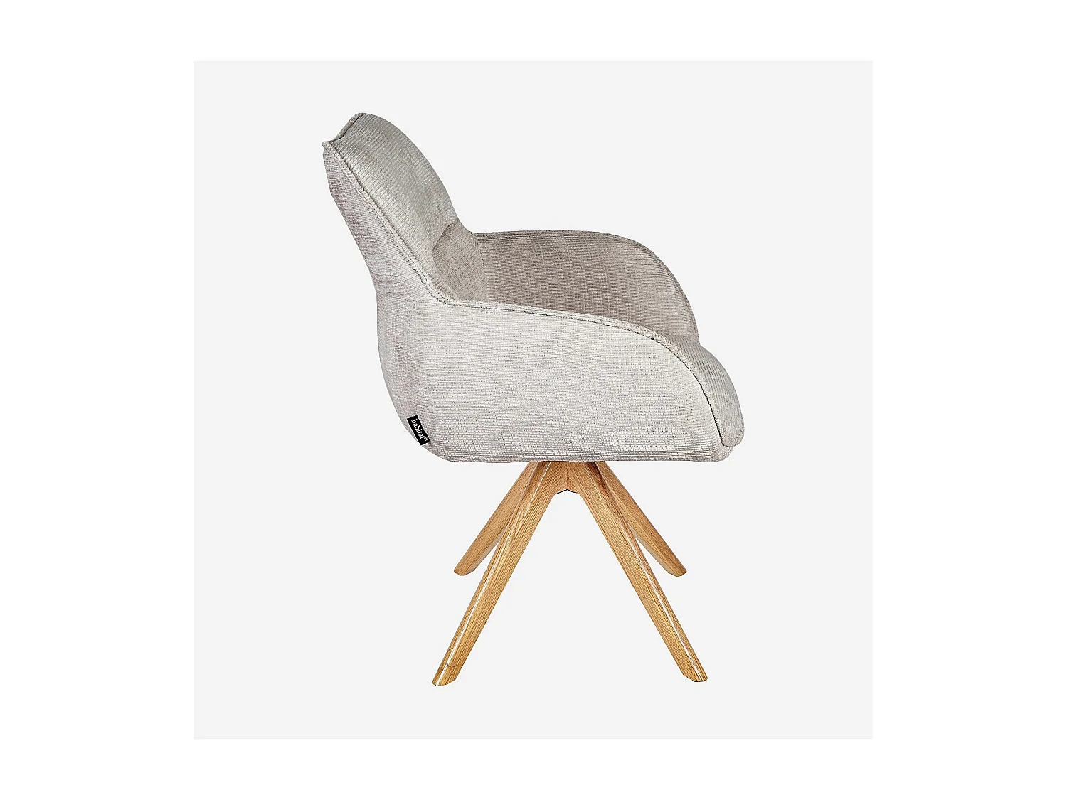 Habitat - Chaise pivotante en tissu chenille et chêne avec accoudoirs - Ivoire - Arzana