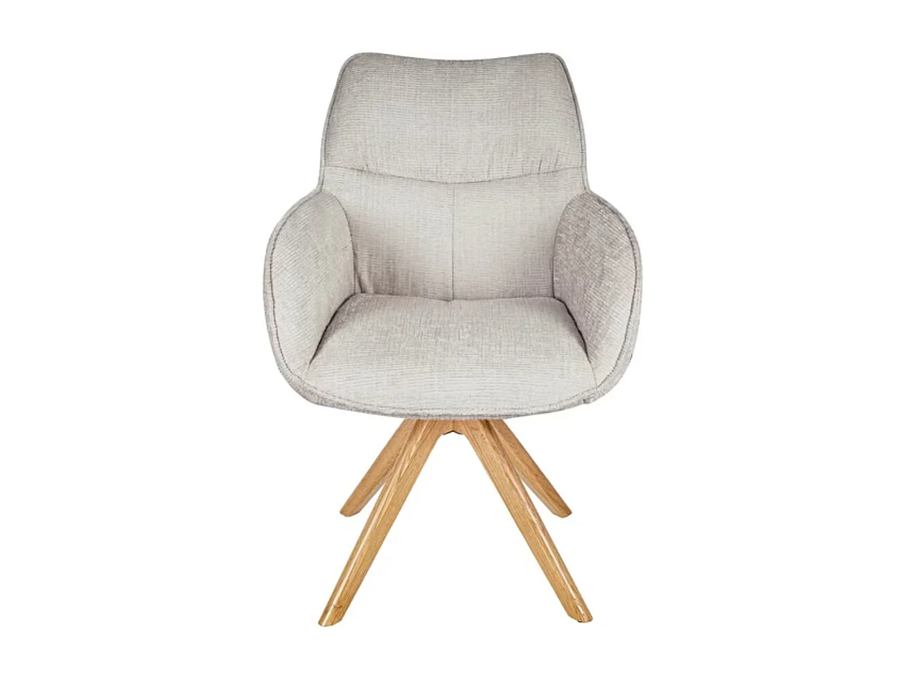 Habitat - Chaise pivotante en tissu chenille et chêne avec accoudoirs - Ivoire - Arzana