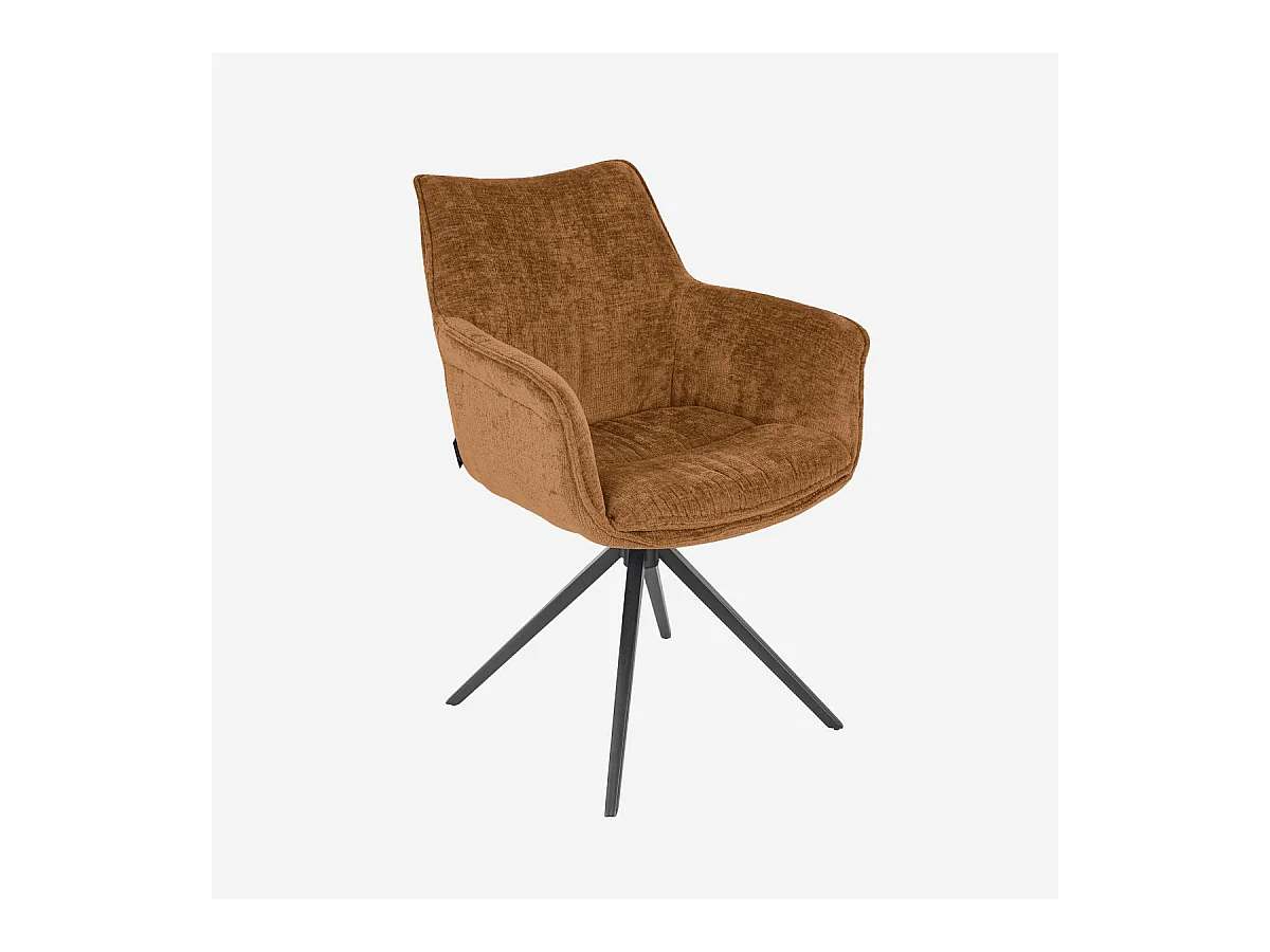 Habitat - Chaise pivotante en tissu chenille et métal noir avec accoudoirs - Ocre foncé - Mogila