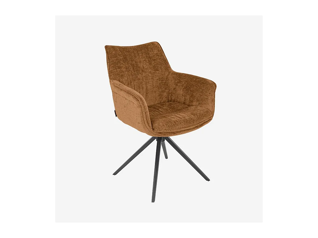 Habitat - Chaise pivotante en tissu chenille et métal noir avec accoudoirs - Ocre foncé - Mogila