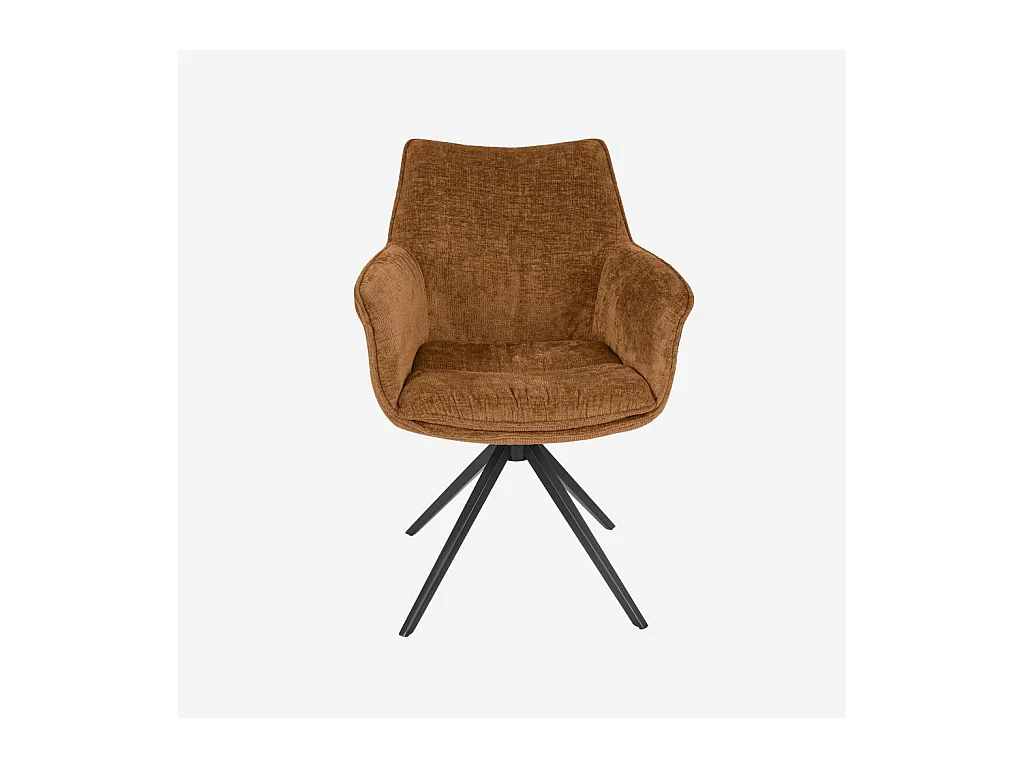 Habitat - Chaise pivotante en tissu chenille et métal noir avec accoudoirs - Ocre foncé - Mogila