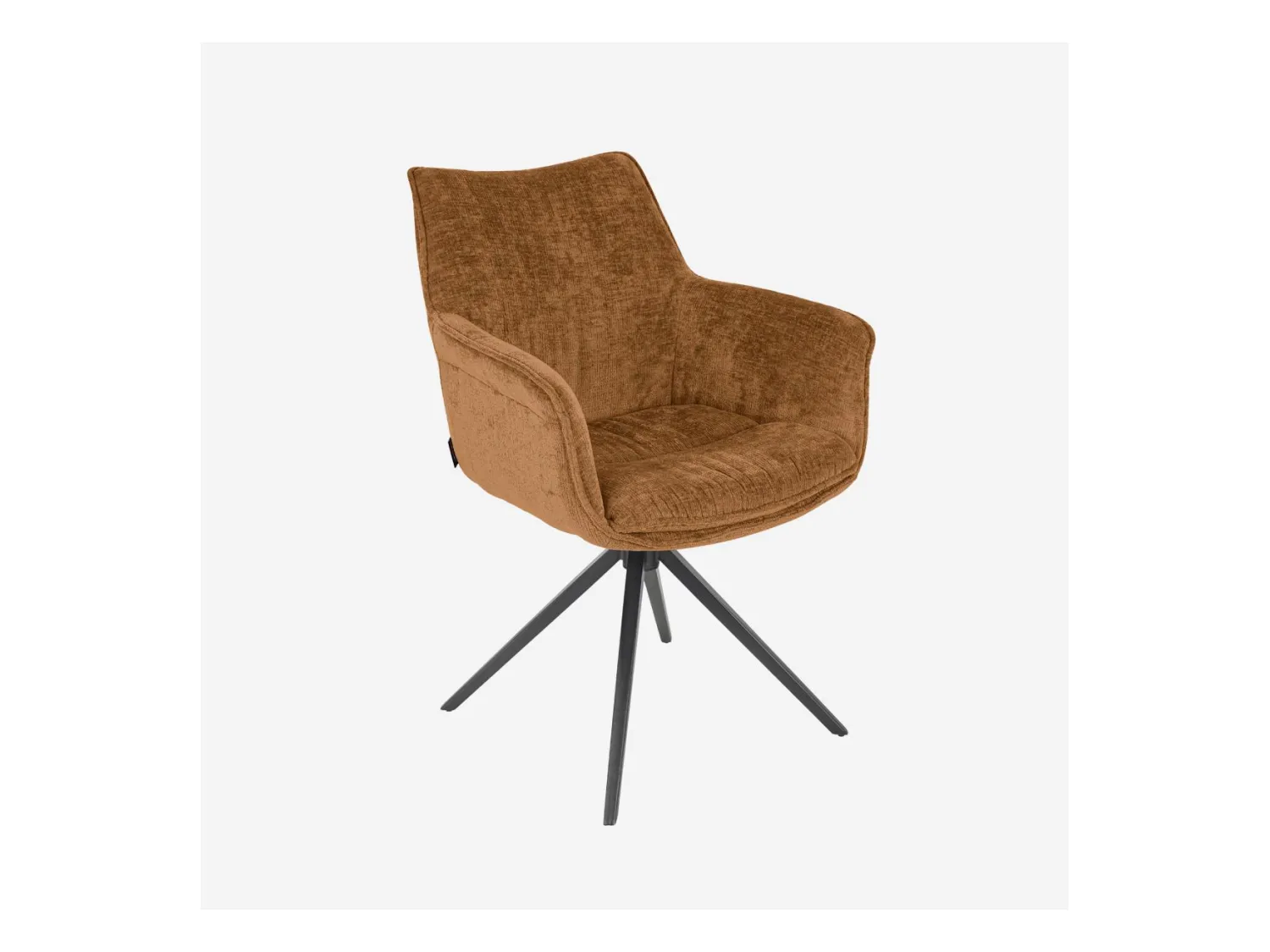 Habitat - Chaise pivotante en tissu chenille et métal noir avec accoudoirs - Ocre foncé - Mogila