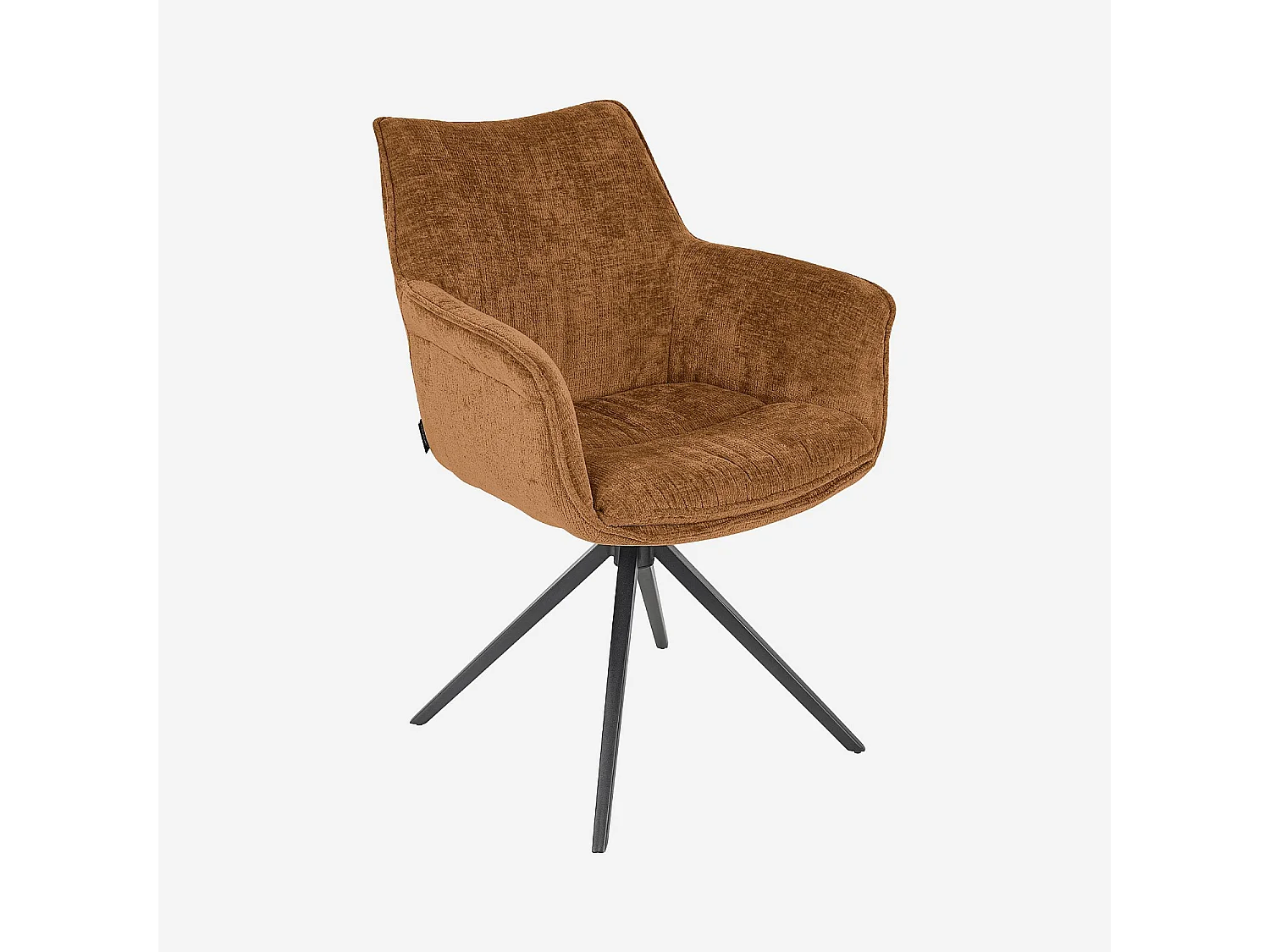 Habitat - Chaise pivotante en tissu chenille et métal noir avec accoudoirs - Ocre foncé - Mogila