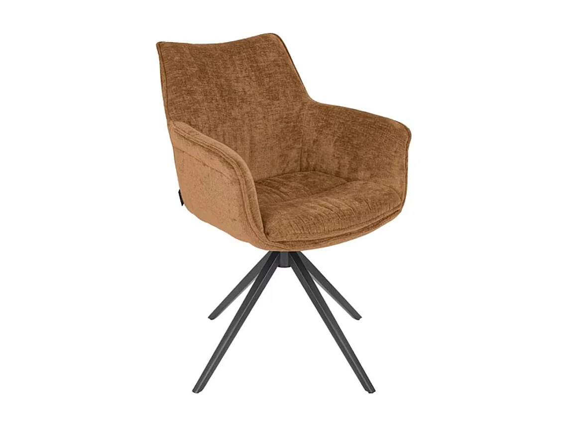 Habitat - Chaise pivotante en tissu chenille et métal noir avec accoudoirs - Ocre foncé - Mogila