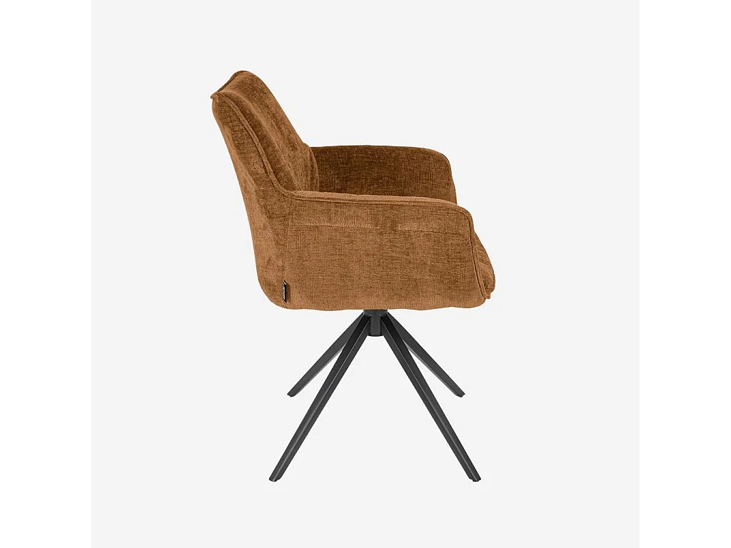Habitat - Chaise pivotante en tissu chenille et métal noir avec accoudoirs - Ocre foncé - Mogila