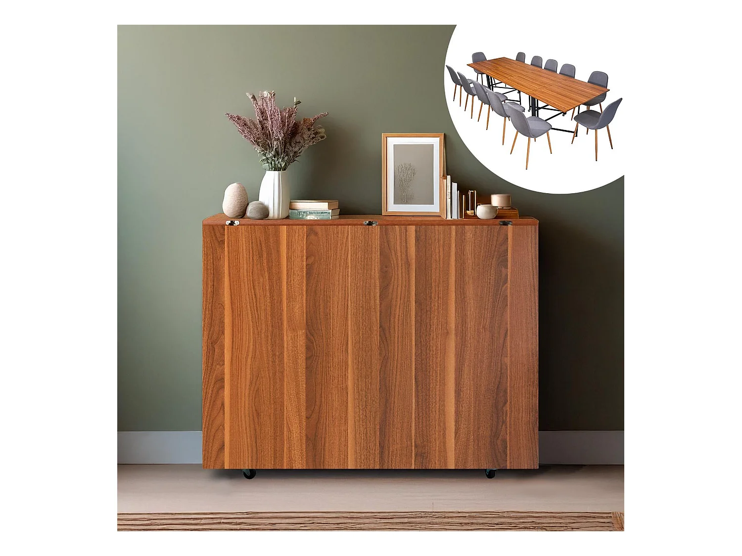 Table console extensible 300cm Nefertiti Bois noisette