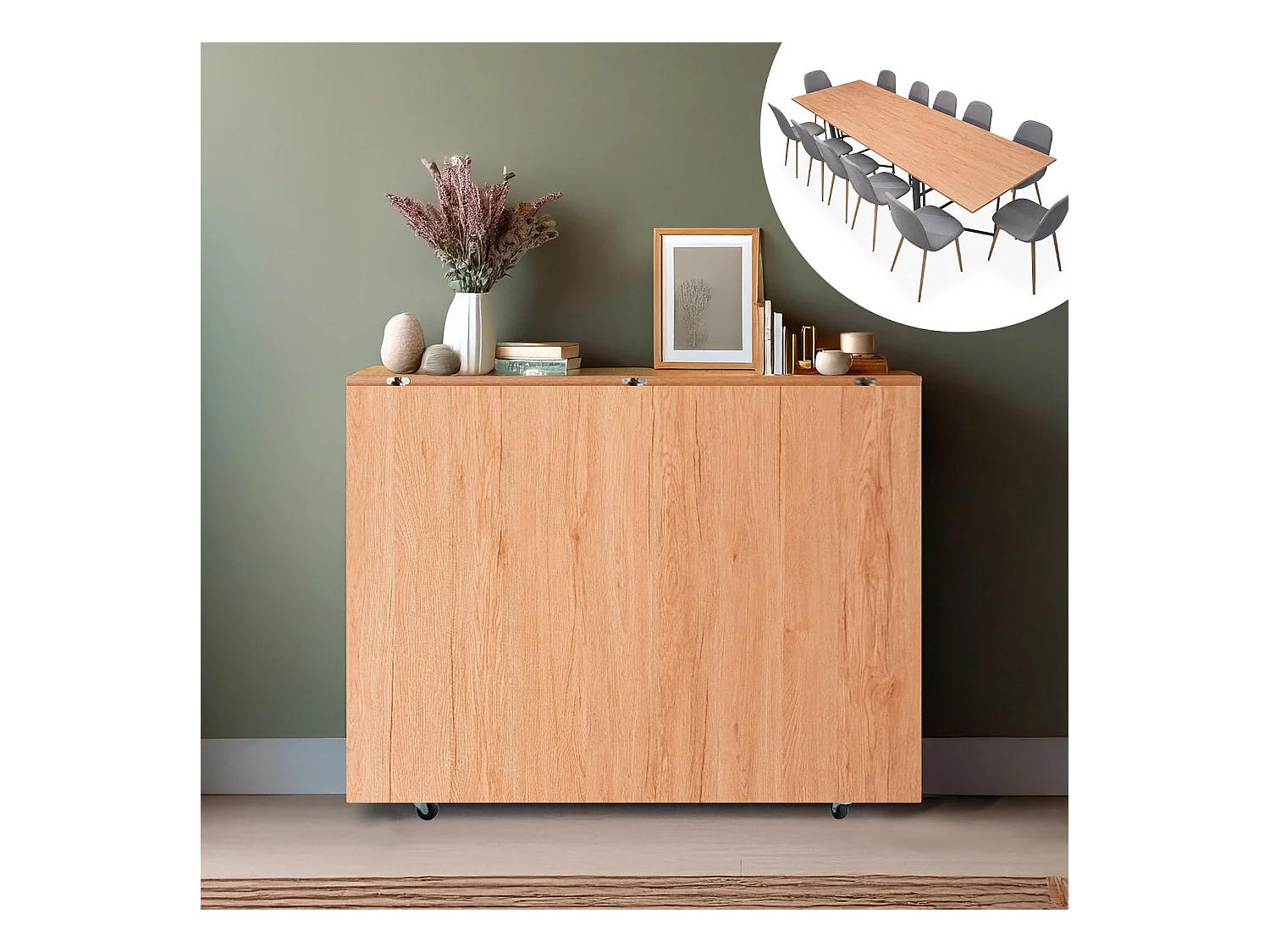 Table console extensible 300cm Nefertiti Chêne clair