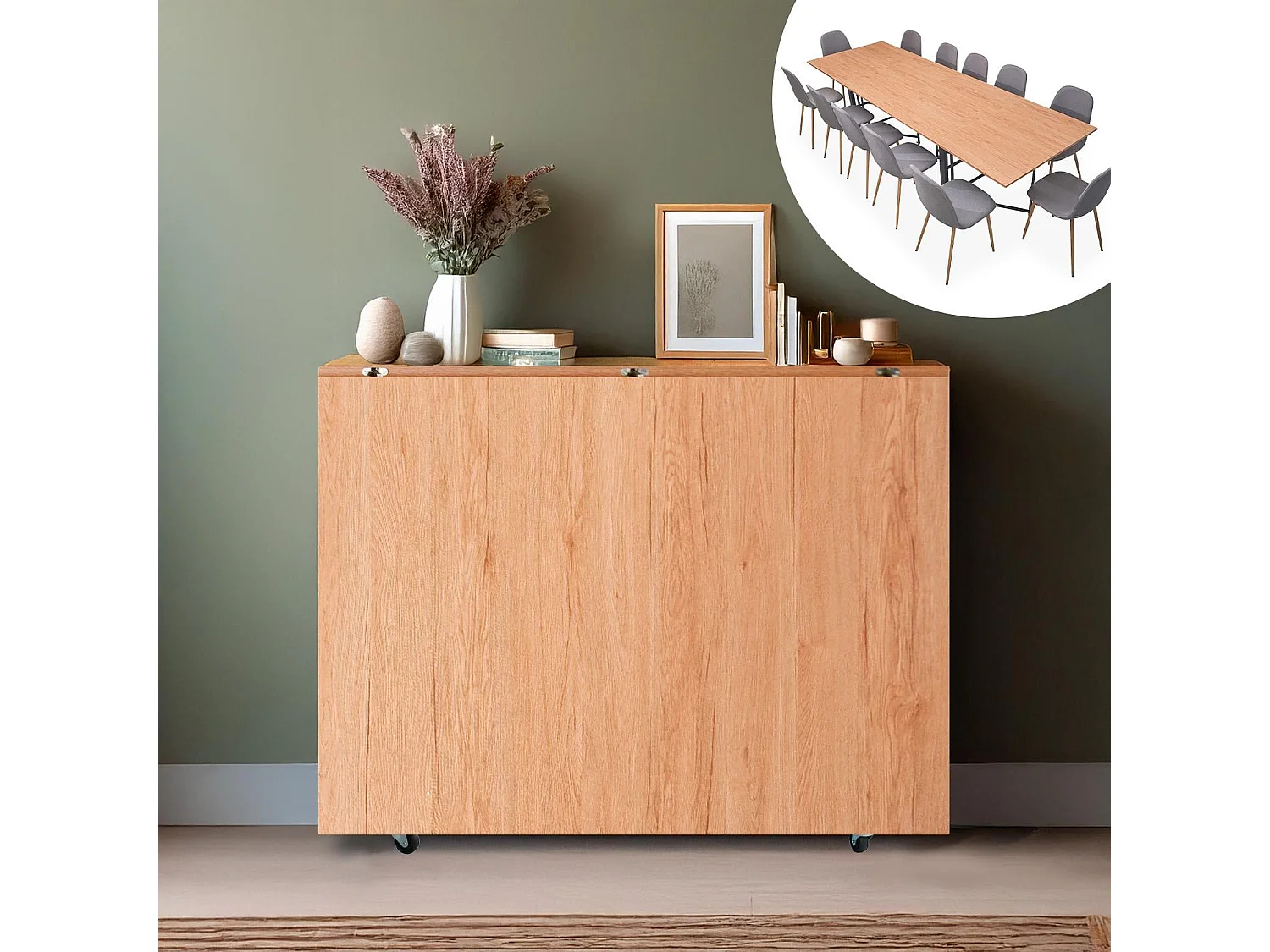 Table console extensible 300cm Nefertiti Chêne clair