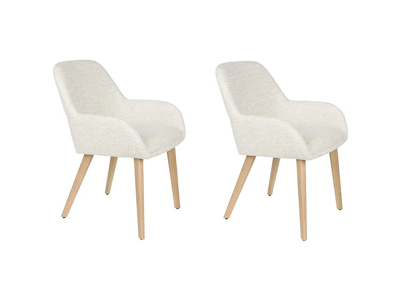 Fauteuil design LOUA, Tissu texturé et pieds bois