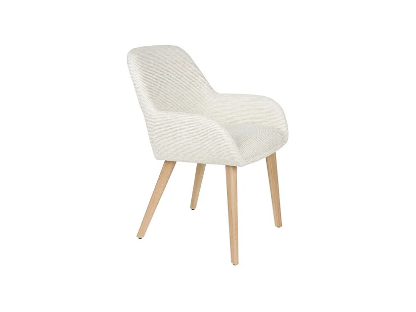 Fauteuil design LOUA, Tissu texturé et pieds bois