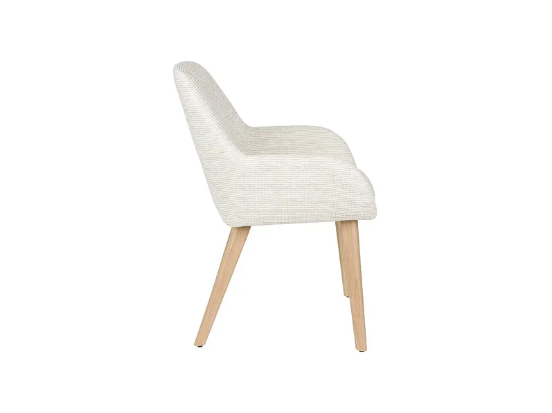 Fauteuil design LOUA, Tissu texturé et pieds bois