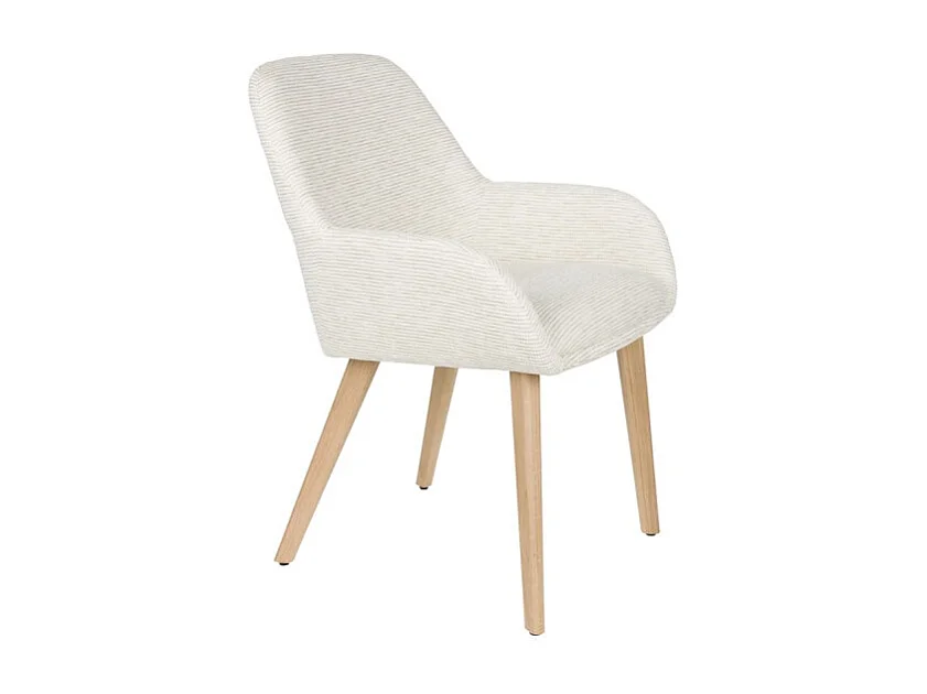 Fauteuil design LOUA, Tissu texturé et pieds bois