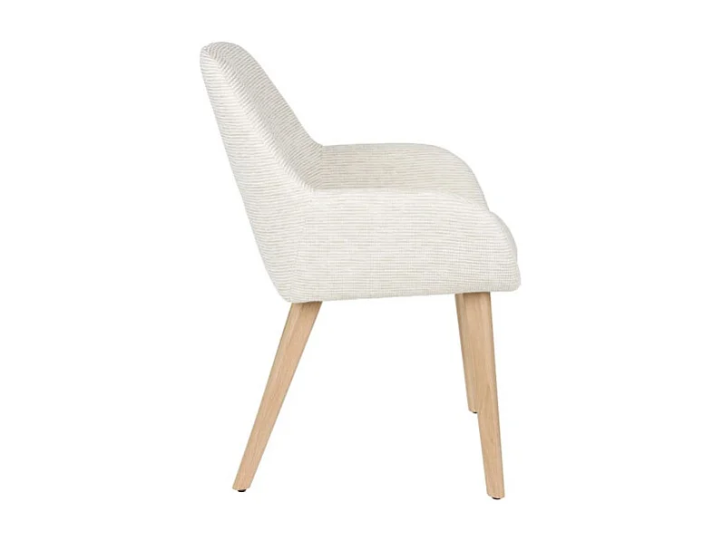 Fauteuil design LOUA, Tissu texturé et pieds bois