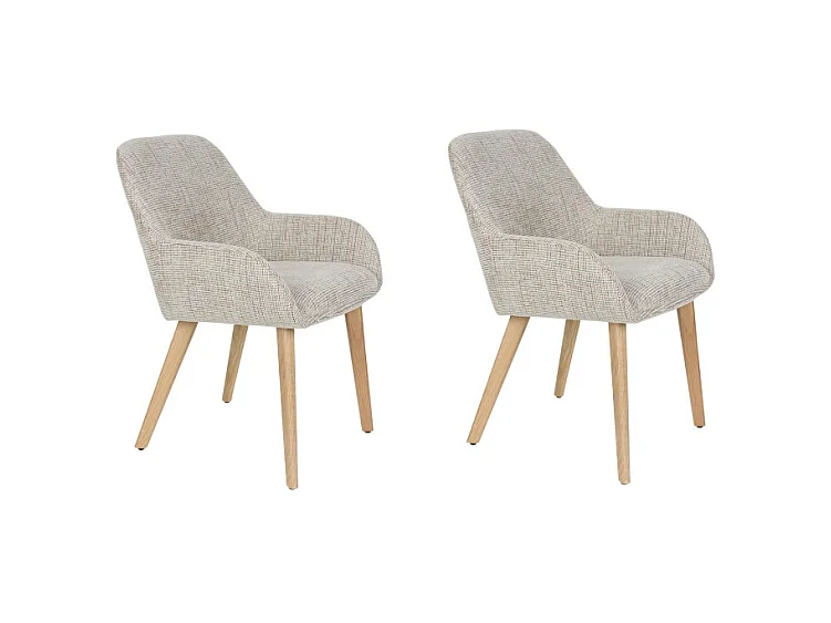 Fauteuil design LOUA, Tissu texturé et pieds bois