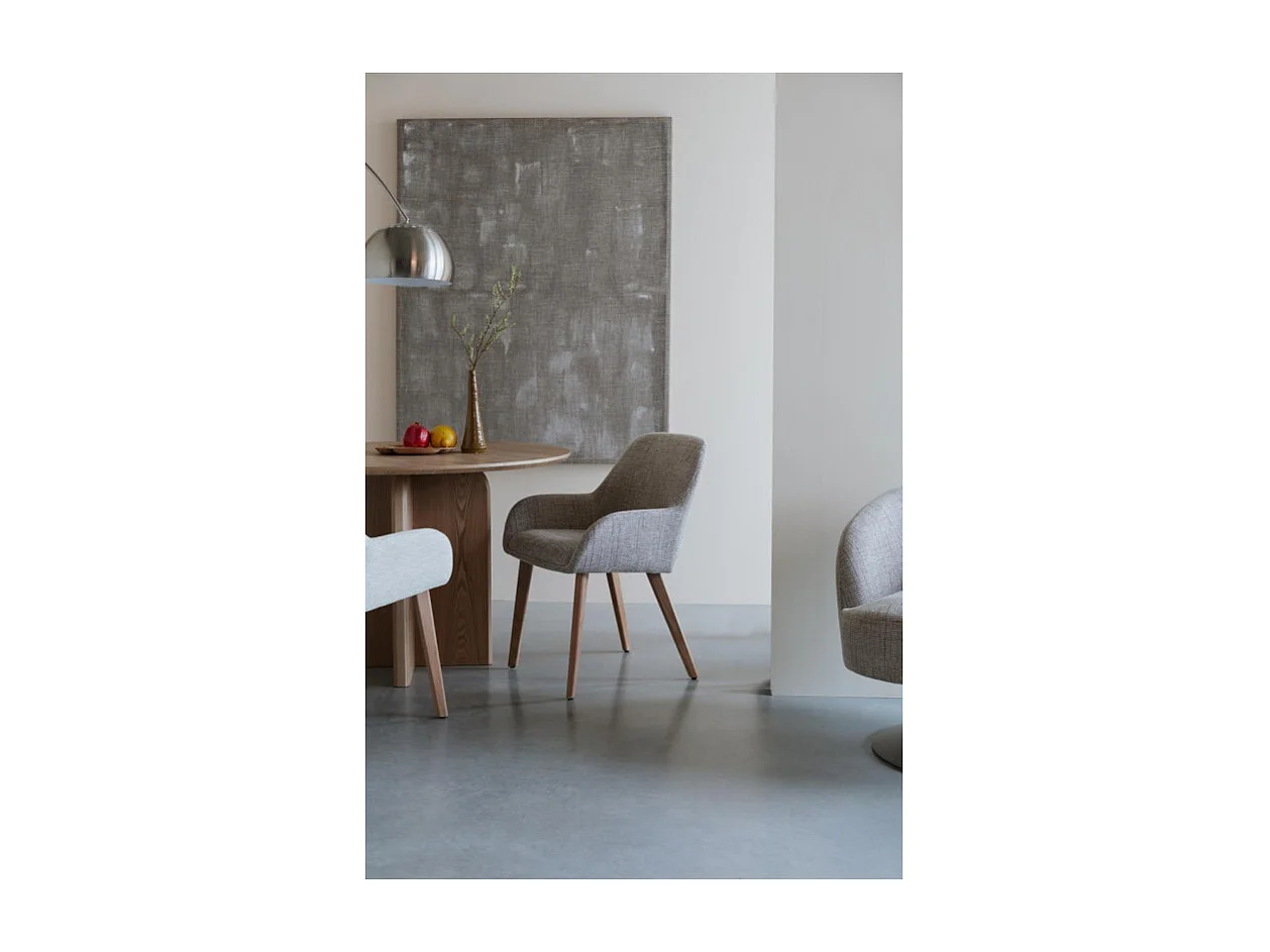 Fauteuil design LOUA, Tissu texturé et pieds bois