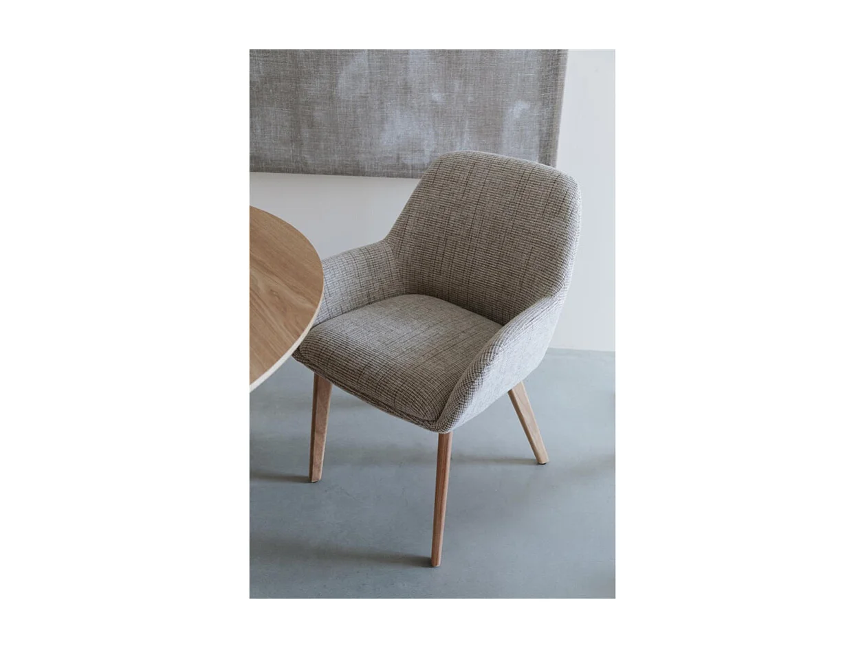 Fauteuil design LOUA, Tissu texturé et pieds bois